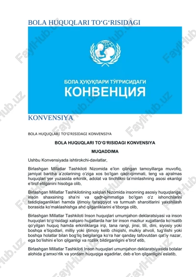 bola huquqlari to‘g‘risidagi konvensiya — DOCX