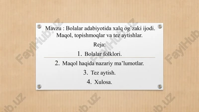 bolalar folklori — PPTX