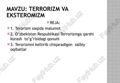 ekstremizm va terrorizm — PPTX
