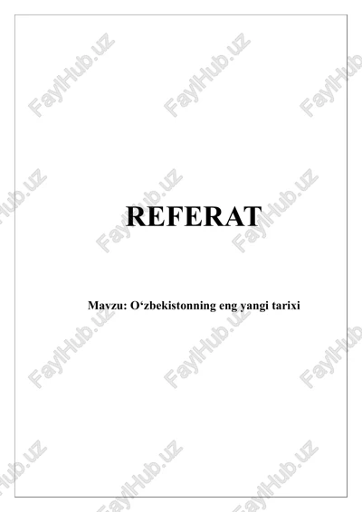 oʻzbekistonning eng yangi tarixi — DOCX