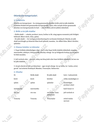 otlarda son kategoriyalari — DOCX