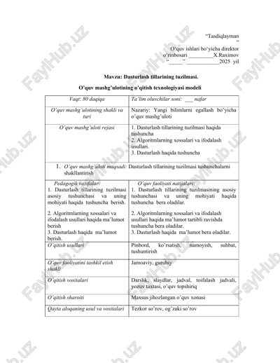 dasturlash tillarining tuzilmasi — DOCX