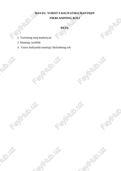 yurist faoliyatida mantiqiy fikrlashning roli — DOCX