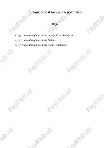 agrosanoat majmuasi potensiali — DOCX