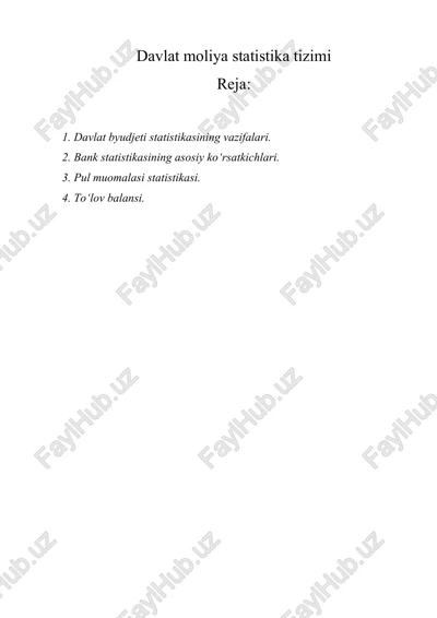 davlat moliya statistika tizimi — DOCX
