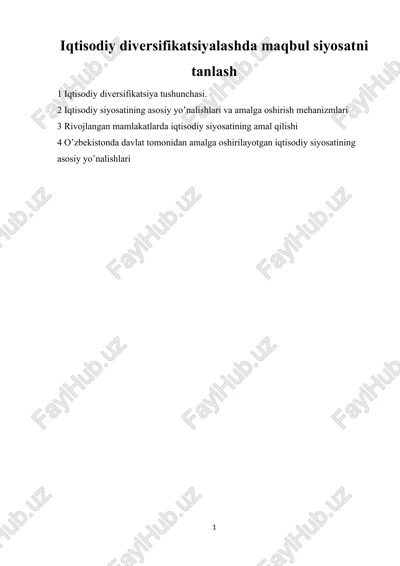 iqtisodiy diversifikatsiya — DOCX