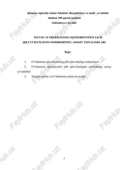 o'zbekistonda iqtisodiyotini jalb qiluvchanligini oshirishning asosiy yonalishlari — DOCX