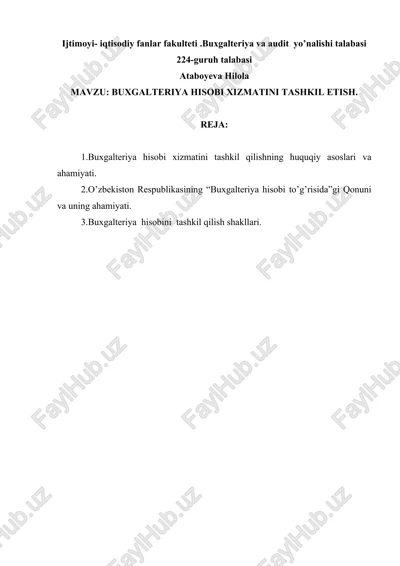 buxgalteriya hisobi xizmatini tashkil etish — DOCX