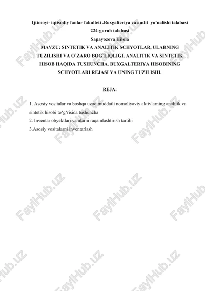 buxgalteriya va audit yo'nalishi talabasi — DOCX