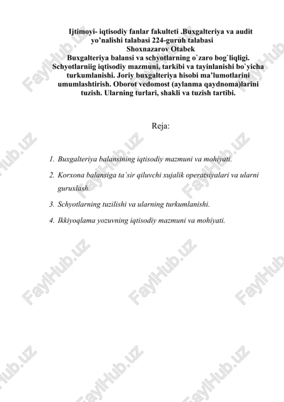 buxgalteriya va audit yo’nalishi — DOC