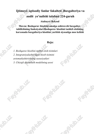 boshqaruv hisobini amalga oshiruvchi buxgalter-tahlilchining funksiyalari — DOCX