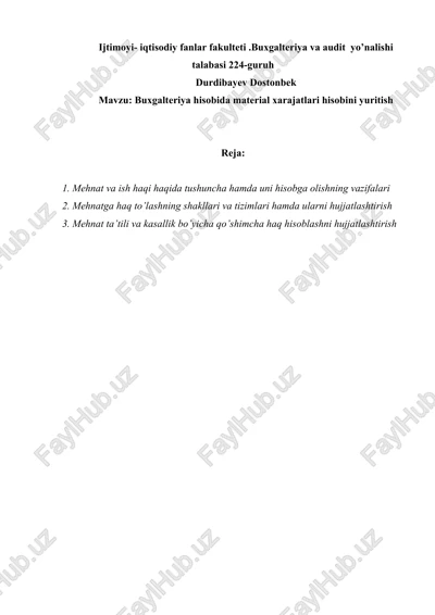 buxgalteriya hisobida material xarajatlari hisobini yuritish — DOC