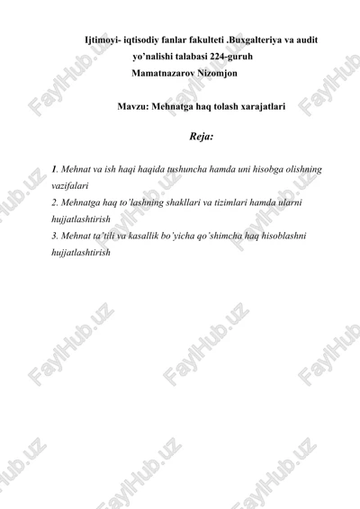 mehnatga haq tolash xarajatlari — DOC