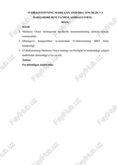 xalqaro tinchlik va barqarorlik — DOCX