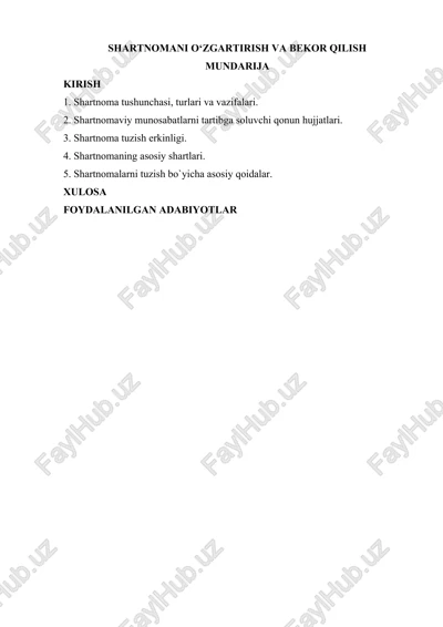 shartnomani o‘zgartirish va bekor qilish — DOC