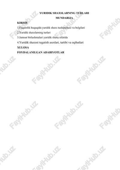 mustaqil ishlar/huquqshunoslik — DOC