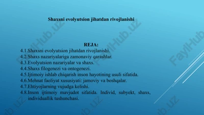 shaxsni evolyutsion jihatdan rivojlanishi — PPTX