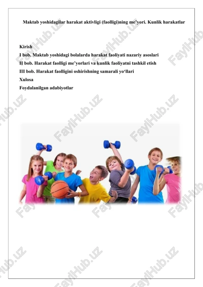 maktab yoshidagilar harakat aktivligi (faolligi)ning me’yori — DOCX
