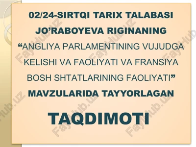 angliya parlamentining vujudga kelishi va faoliyati — PPTX