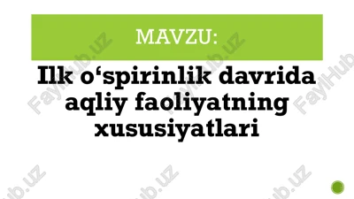 ilk o‘spirinlik davri — PPTX