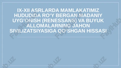 fanda uyg'onish davri — PPTX