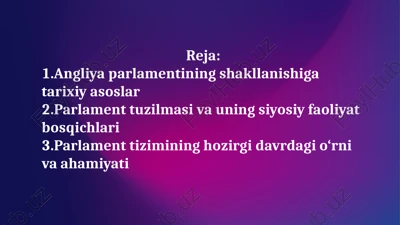 angliya parlamentining shakllanishi va faoliyati — PPTX