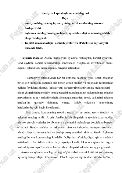 asosiy va kapital aylanma mablag‘lari — DOCX