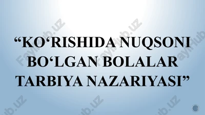 ko‘rishida nuqsoni bo‘lgan bolalar tarbiya nazariyasi — PPTX