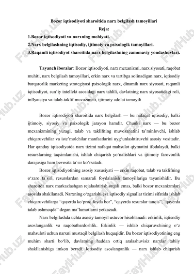bozor iqtisodiyoti sharoitida narx belgilash — DOCX