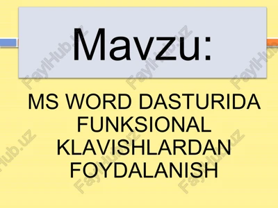 ms word dasturida funksional klavishlardan foydalanish — PPTX