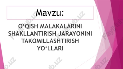 o‘qish malakalari va ularni takomillashtirish — PPTX