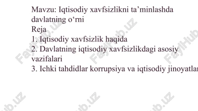 iqtisodiy xavfsizlikni ta’minlashda davlatning o‘rni — PPTX