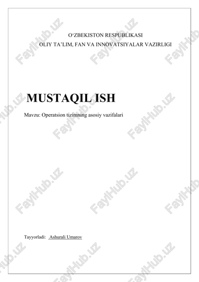 operatsion tizimning asosiy vazifalari — DOCX
