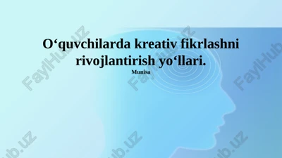 ijodiy fikrlash sohasi — PPTX