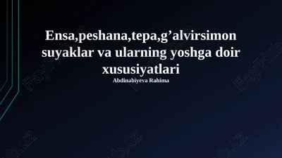 peshana, tepa, g'alvirsimon suyaklar va ularning yoshga doir xususiyatlari — PPTX
