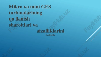 mikro va mini ges — PPTX