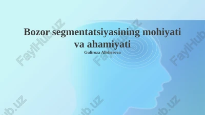 bozor segmentatsiyasining mohiyati va ahamiyati — PPTX