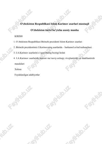 islom karimov asarlari — DOC