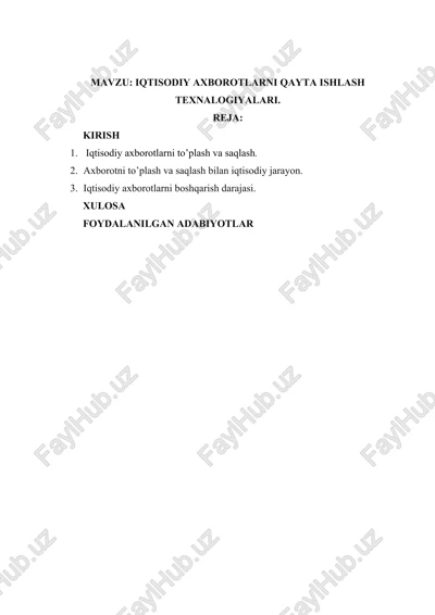 iqtisodiy axborotlarni qayta ishlash texnalogiyalari — DOCX