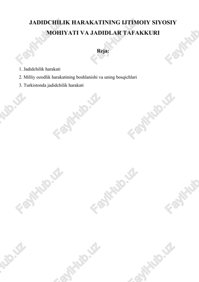 jadidchilik harakating ijtimoiy siyosiy mohiyati va jadidlar tafakkuri — DOCX