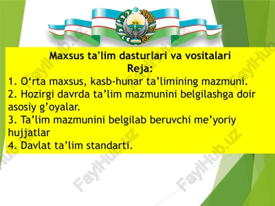 o‘rta maxsus, kasb-hunar ta’limining mazmuni — PPTX