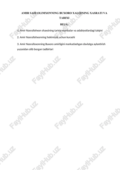 amir said olimxonning buxoro xalqining xasrati va tarixi — DOCX