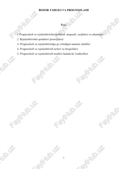 bozor tahlili va prognozlash — DOC