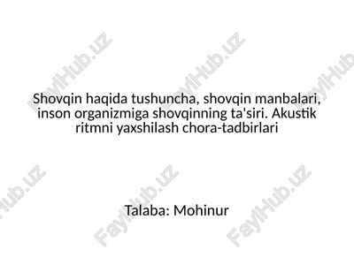 shovqin haqida tushuncha — PPTX
