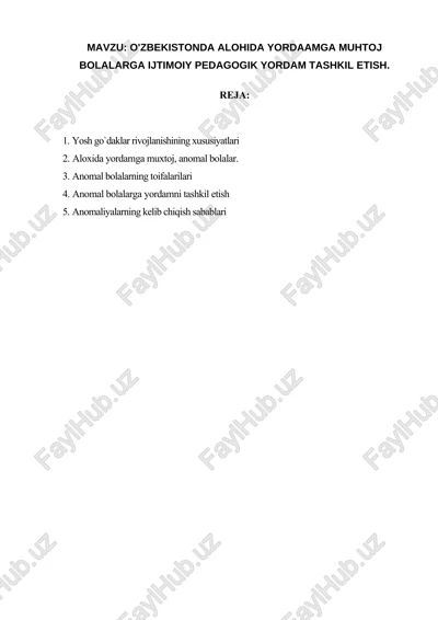 anomal bolalar va ularni yordash — DOCX