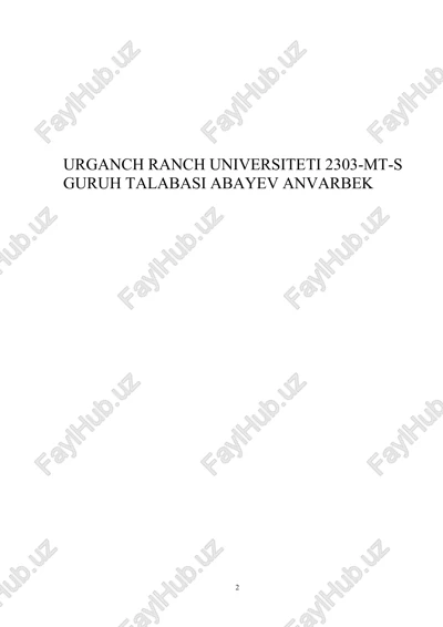 moddiy nuqtalar sistenrasirring harakati — DOCX