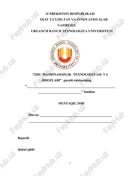 mashina va mexanizmlar turlari ularning qo`llanilish sohasi — DOCX