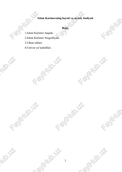 islom karimovning hayoti va siyosiy faoliyati — DOCX
