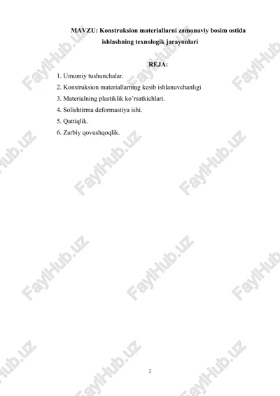 materialshunoslik va konstruksion materiallar texnologiyasi — DOCX