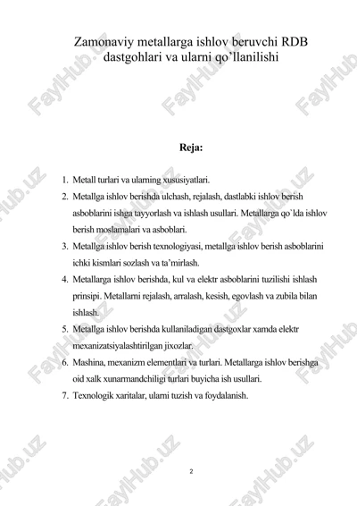 metallarga ishlov berish texnologiyasi — DOCX